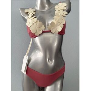 Bahia Maria Swim Bikini Set Nwt Pink Punch Fredrica Flower Top Hipster Bottom